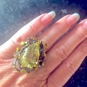 Prasiolite Green Amethyst Stunning Statement Ring